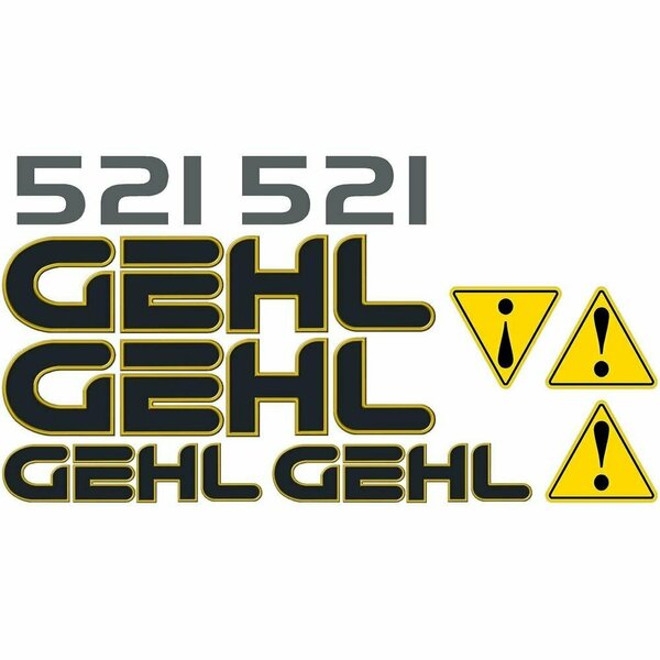 Aftermarket New Decal Set for Gehl Model 521 Wheel Loader Includes Yellow Caution Decals MAE30-0250